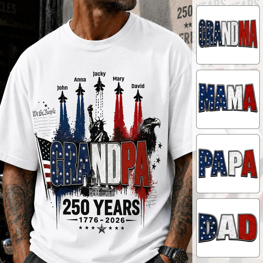 Personalized Dad Grandpa Nation Flag American 250th Anniversary Shirt