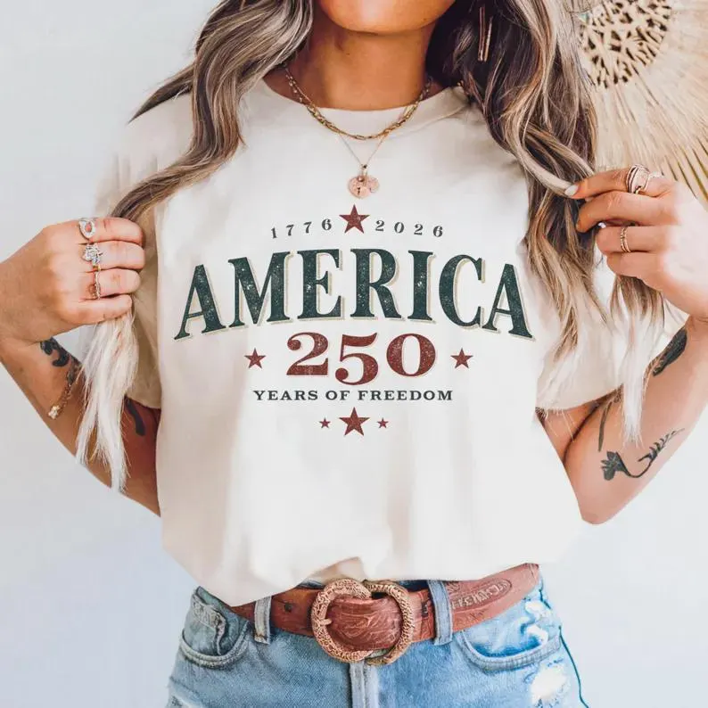 Retro USA 250th Anniversary 2026 250 Years of America Patriotic 4th of July Shirt