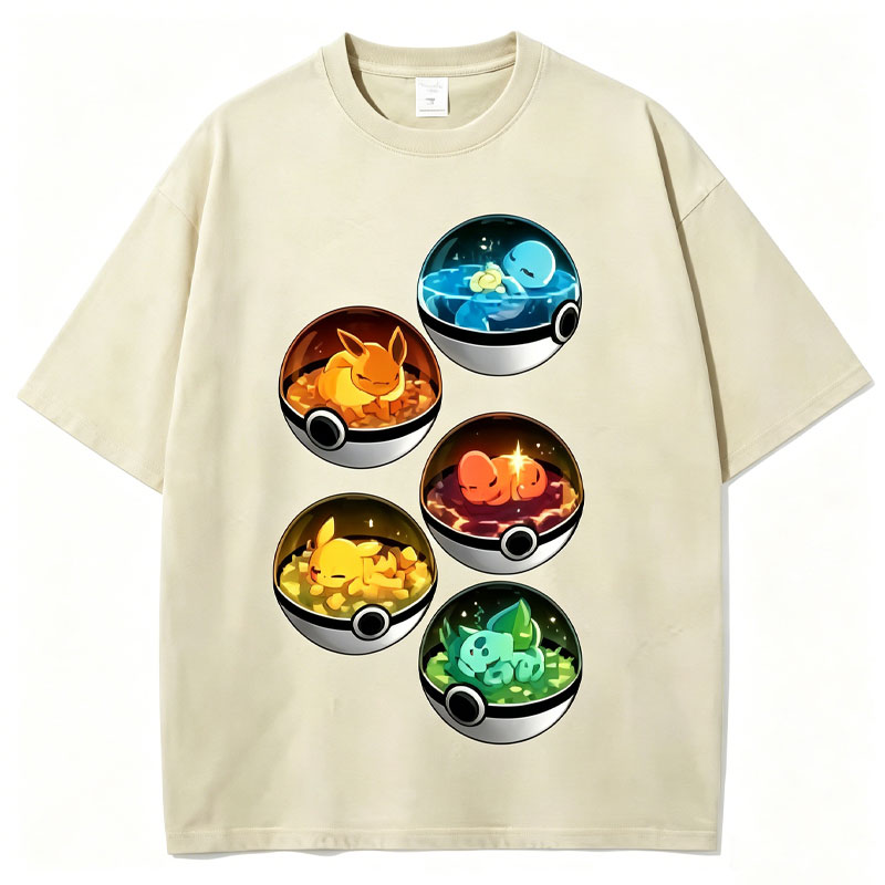 Five Pokémon Sleep Unisex Vintage Washed Tee