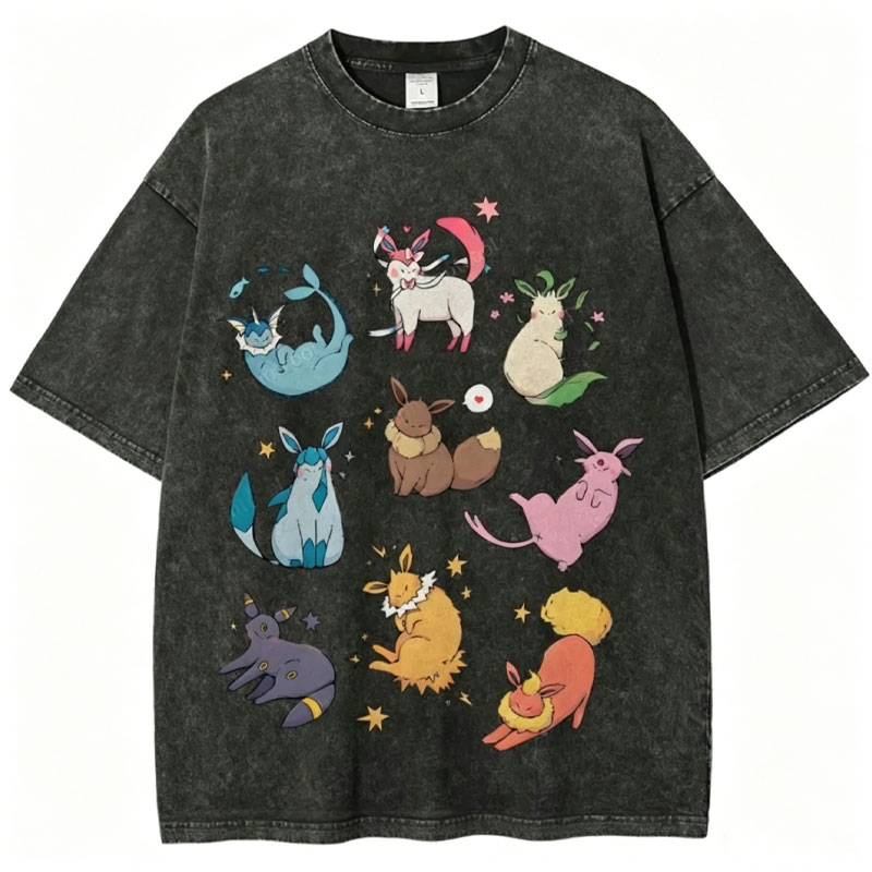 Eevee Evolution Form Unisex Vintage Washed Tee