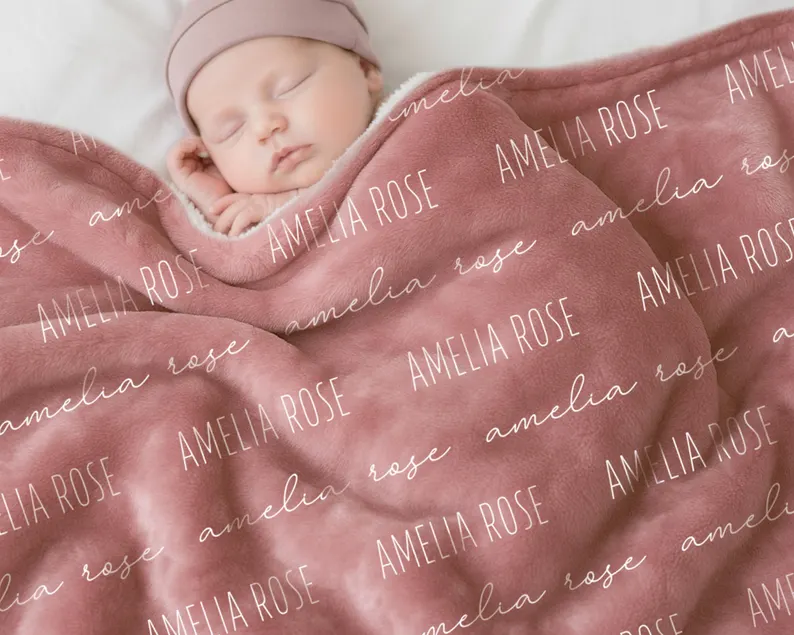 Custom Baby Blanket with Name, Personalized Name Blanket