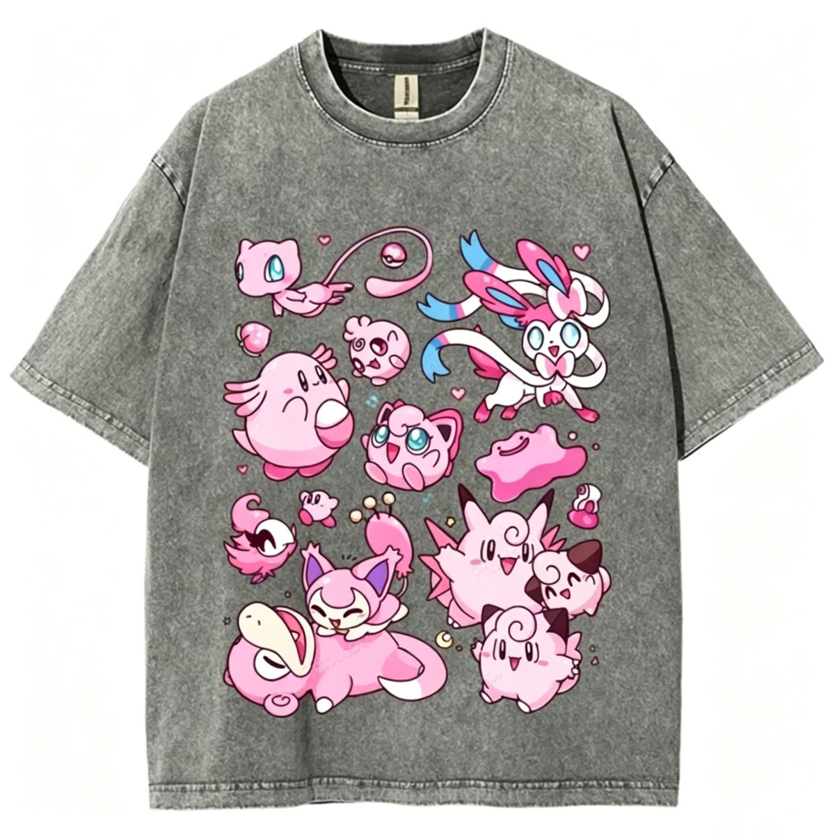 Pink Pokémon Friends Unisex Vintage Washed Tee