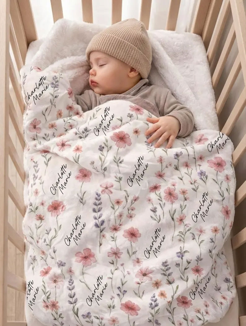 Personalized Wildflower Baby Blanket