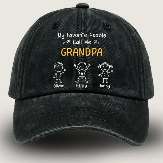 Custom Grandpa Denim Cap, My favorite People Hat
