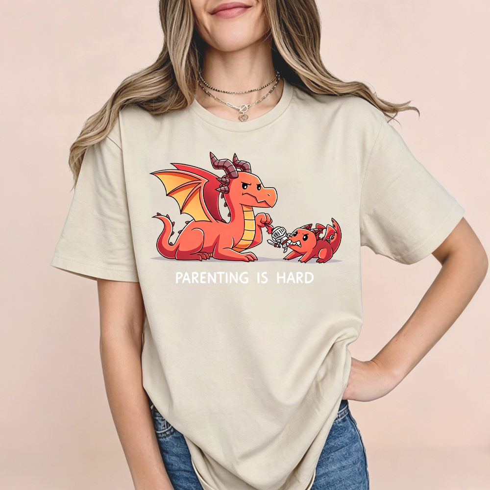 Funny Dad Dragon & Tiny Rebellious Baby Dragon Vintage Washed T-Shirt