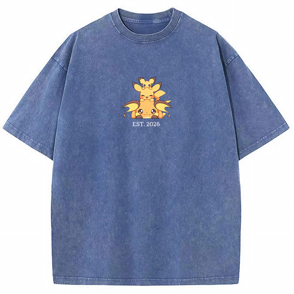 Cute Parent & Kid Pikachu Vintage Washed T-Shirt