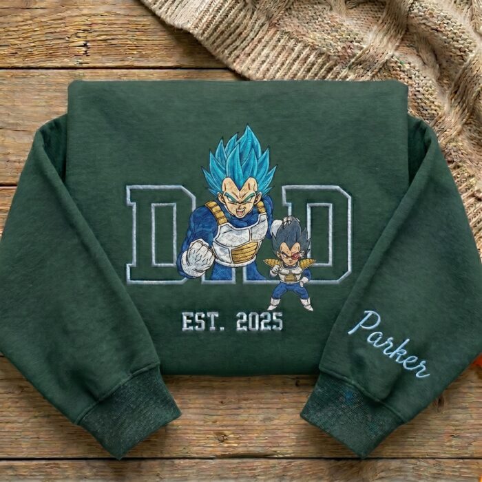 Embroidered Anime Dad Shirt, Personalized Anime Father's Day Gift