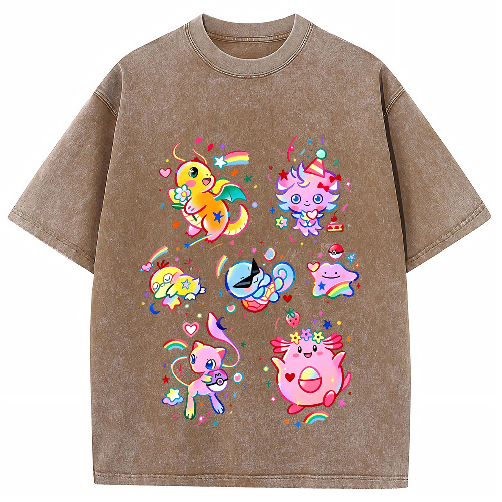 Rainbow Candy Kawaii Pokemon Mix Cartoon Tee | Pokemon Anime