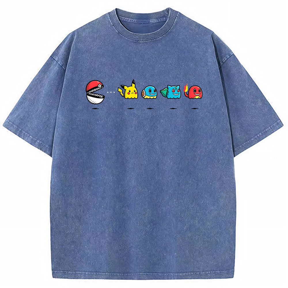 Pokeball & Starter Pokemon Marching Squad Cartoon Tee | Pokemon Anime