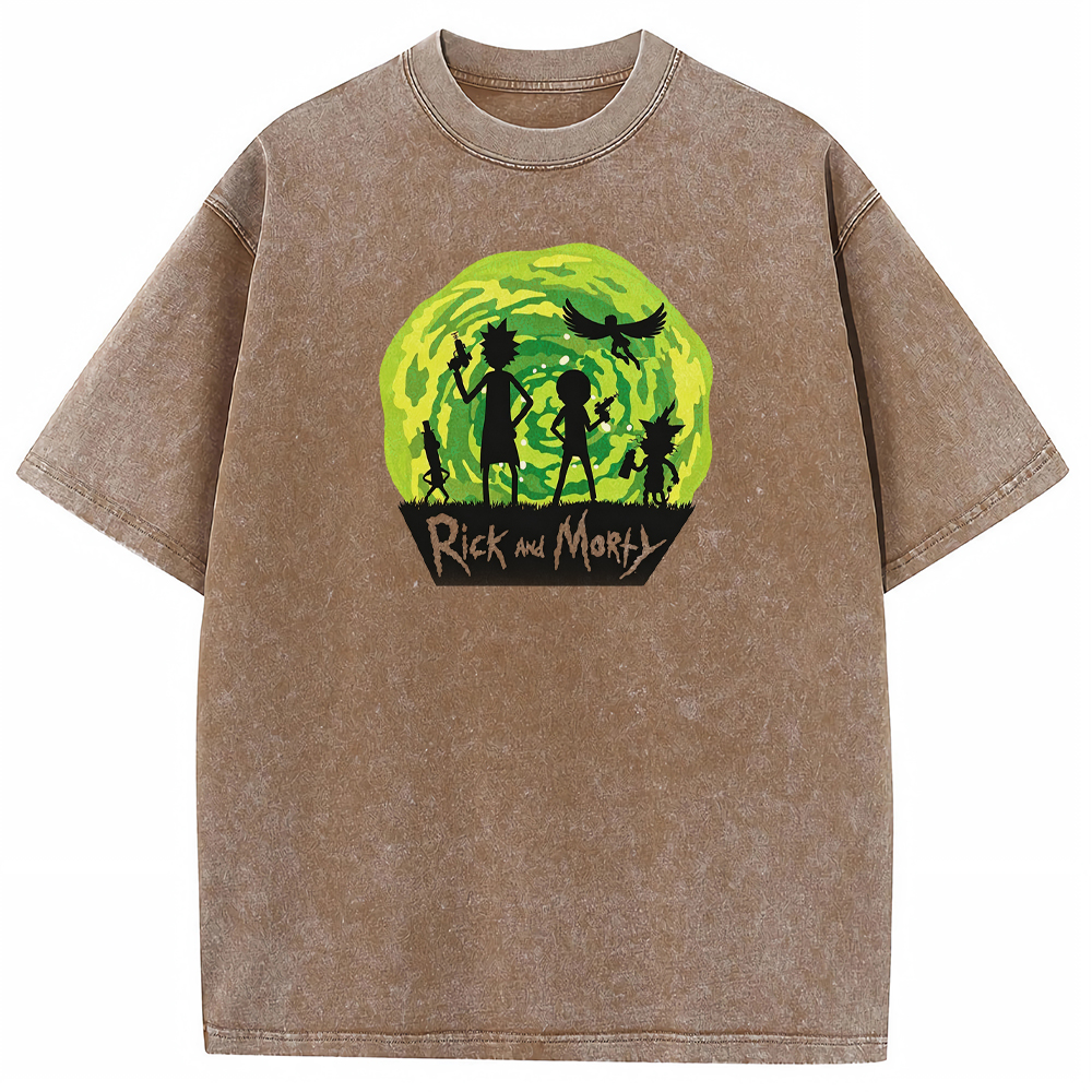 Portal Sci‑Fi Rick and Morty Portal Silhouette Group Cartoon Tee