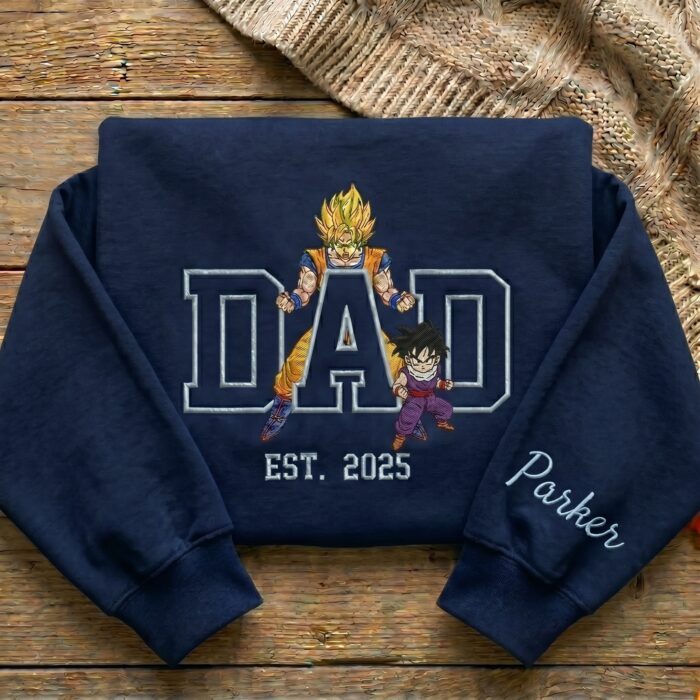 Custom Super Saiyan Dad Shirt, Personalized Anime Father's Day Gift