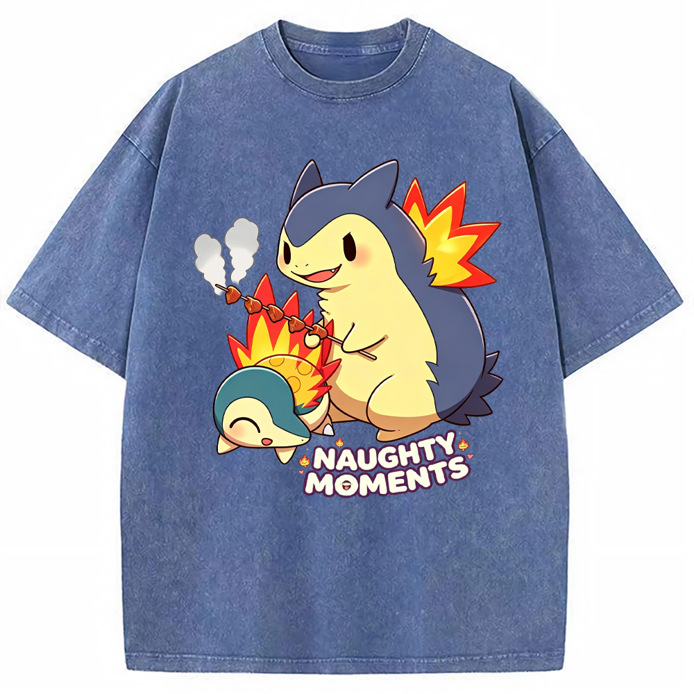 Parent & Kid Cyndaquil Family Grilling Skewers Vintage Washed T-Shirt