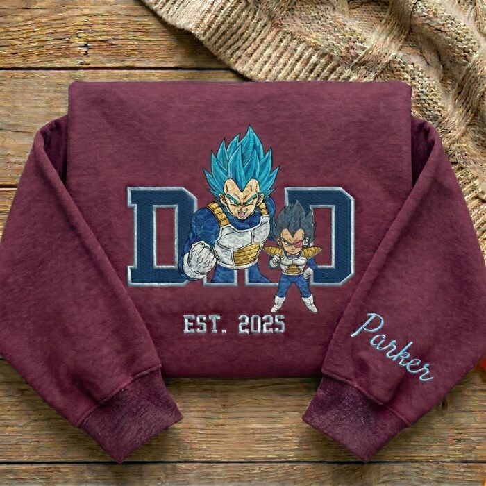 Embroidered Anime Dad Shirt, Personalized Anime Father's Day Gift