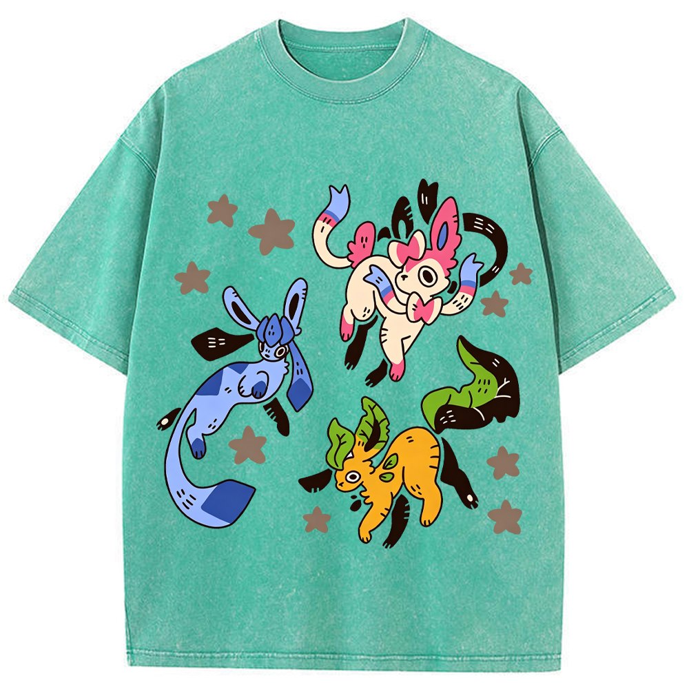 Leafeon Glaceon Sylveon Group Cartoon Tee | Pokemon Anime