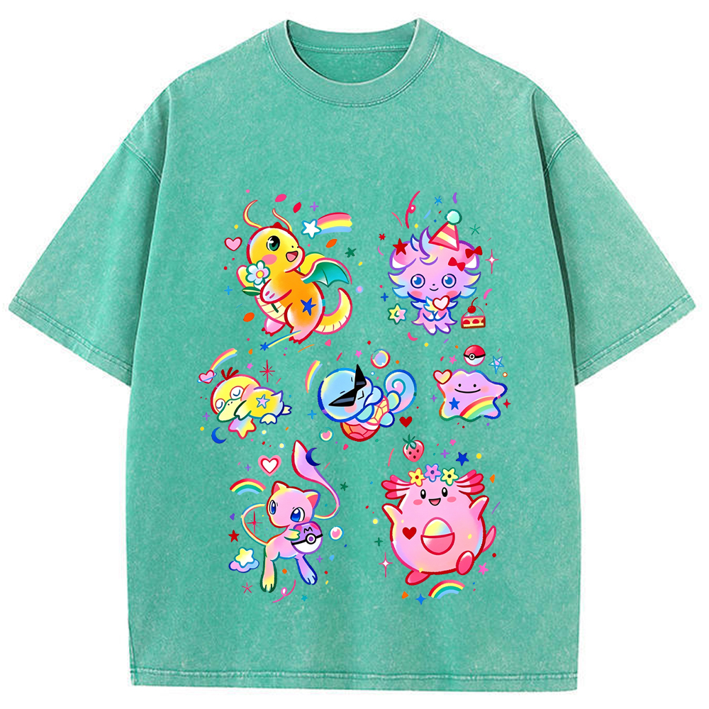 Rainbow Candy Kawaii Pokemon Mix Cartoon Tee | Pokemon Anime