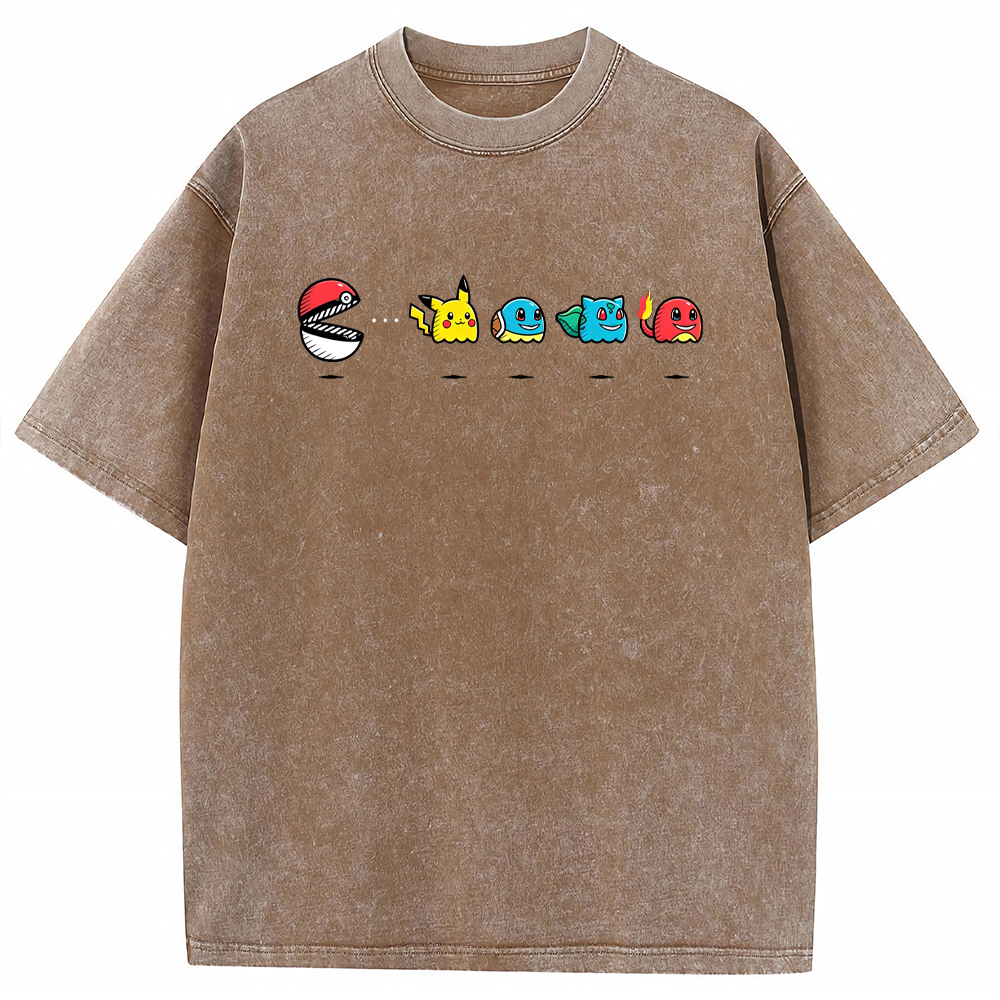 Pokeball & Starter Pokemon Marching Squad Cartoon Tee | Pokemon Anime