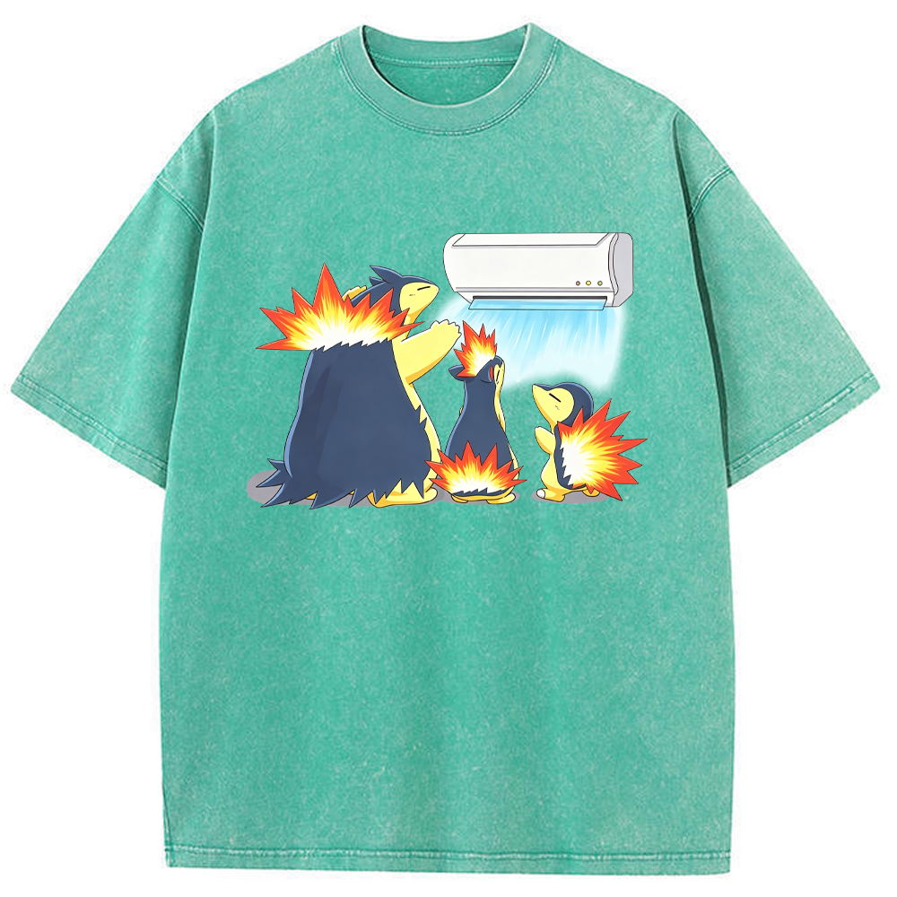 Parent & Kid Family Typhlosion Evolution Group Air‑Condition Vintage Washed T‑Shirt