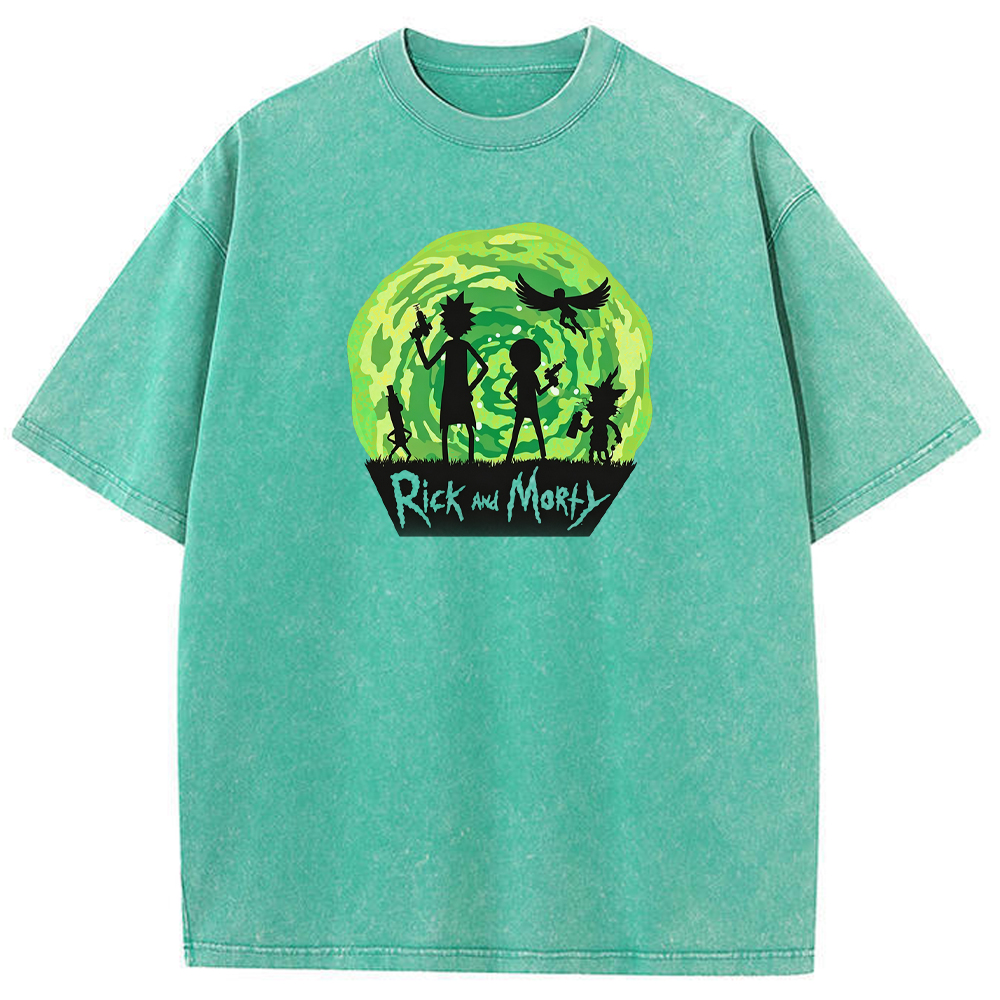 Portal Sci‑Fi Rick and Morty Portal Silhouette Group Cartoon Tee