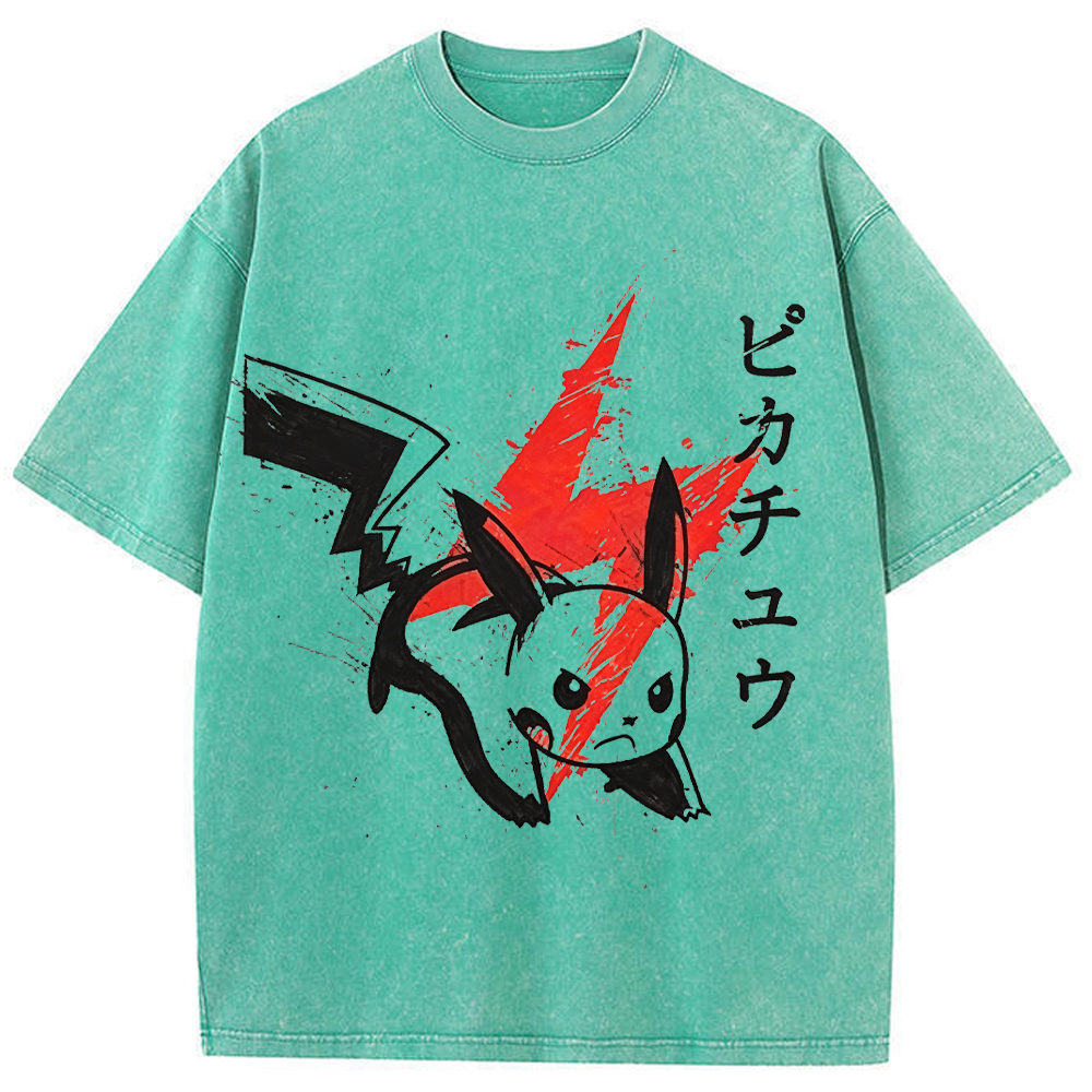 Ink Art Pikachu Splash Graphic Tee | Pokemon Anime
