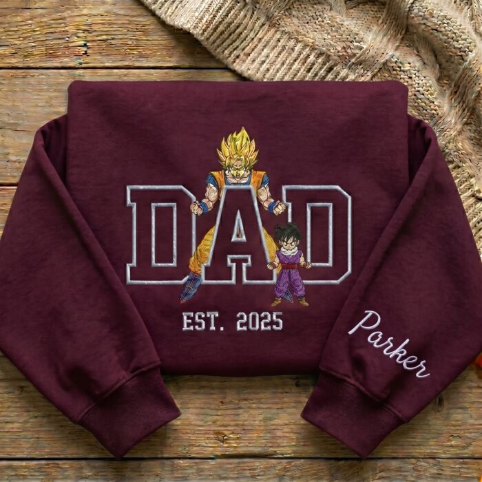 Custom Super Saiyan Dad Shirt, Personalized Anime Father's Day Gift