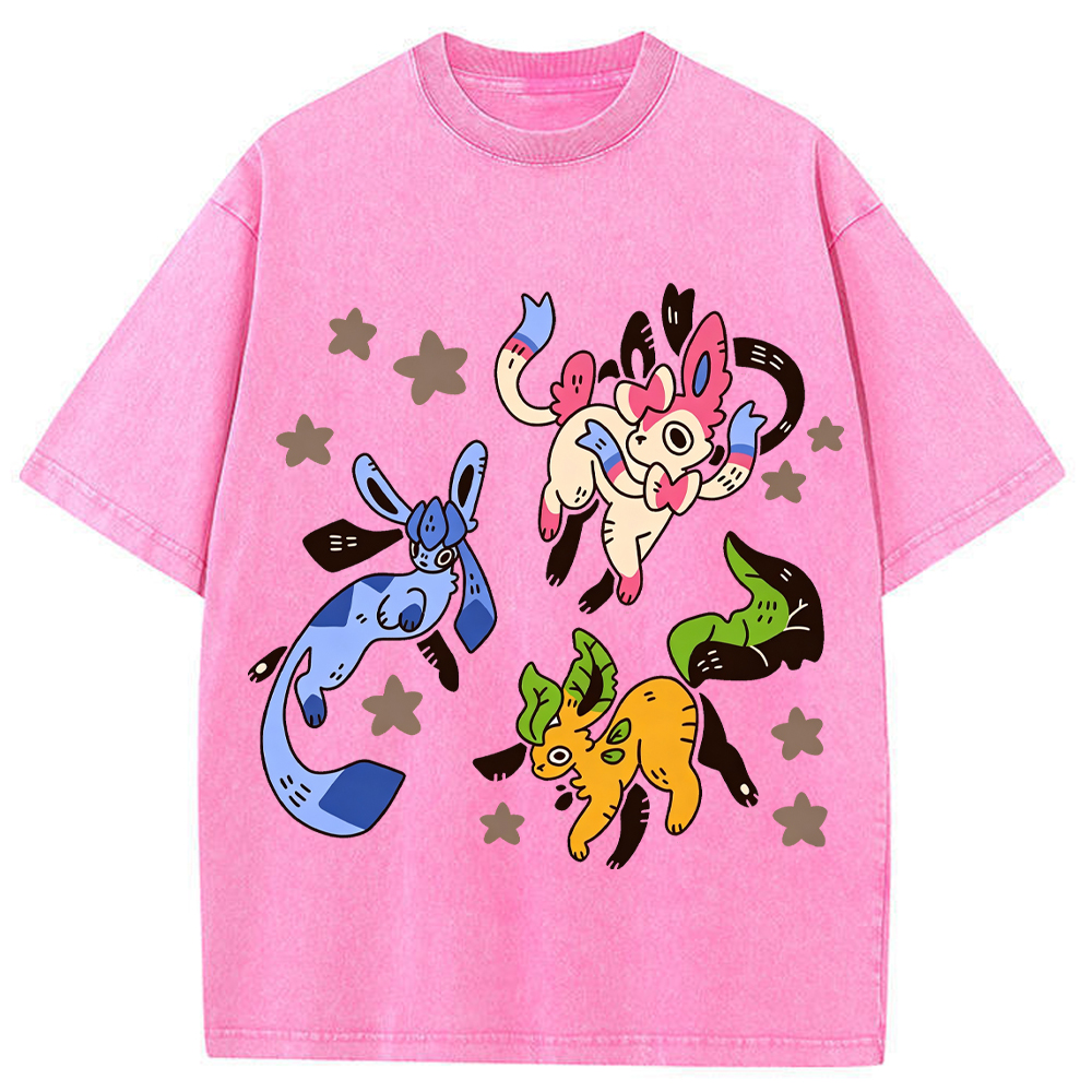 Leafeon Glaceon Sylveon Group Cartoon Tee | Pokemon Anime