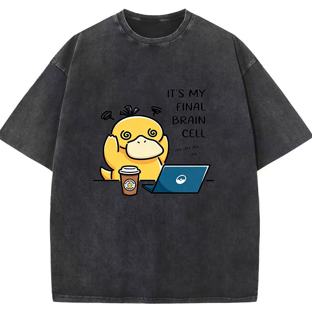 Vintage Washed Psyduck T-Shirt, Funny Work Meme Pokemon Tee