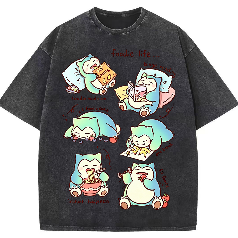 Vintage Washed Snorlax Foodie Life Graphic Tee