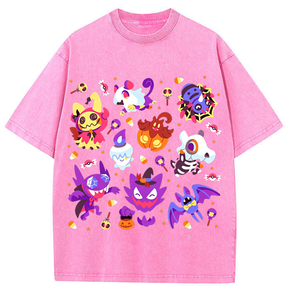 Colorful Candy Halloween Ghost Type Halloween Mix Cartoon Tee | Pokemon Anime