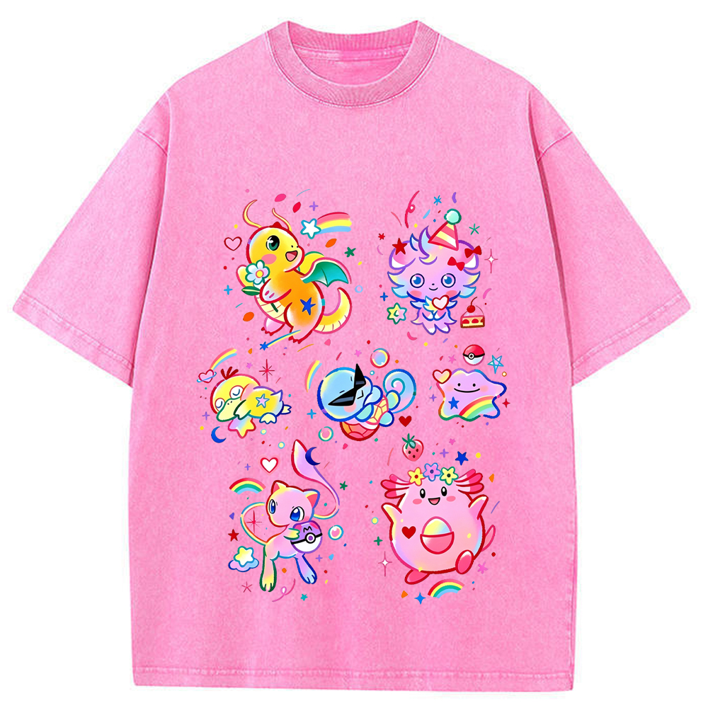 Rainbow Candy Kawaii Pokemon Mix Cartoon Tee | Pokemon Anime