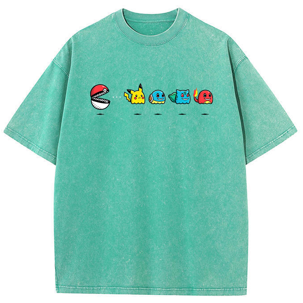 Pokeball & Starter Pokemon Marching Squad Cartoon Tee | Pokemon Anime