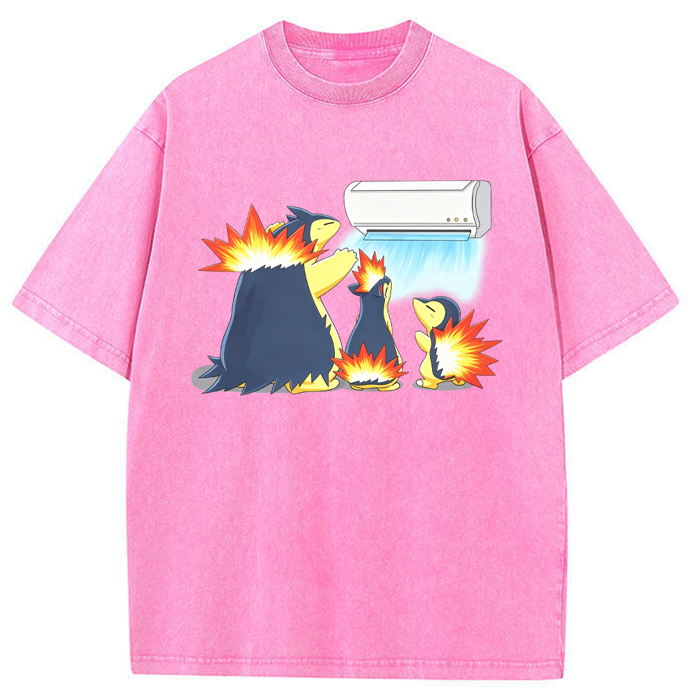 Parent & Kid Family Typhlosion Evolution Group Air‑Condition Vintage Washed T‑Shirt
