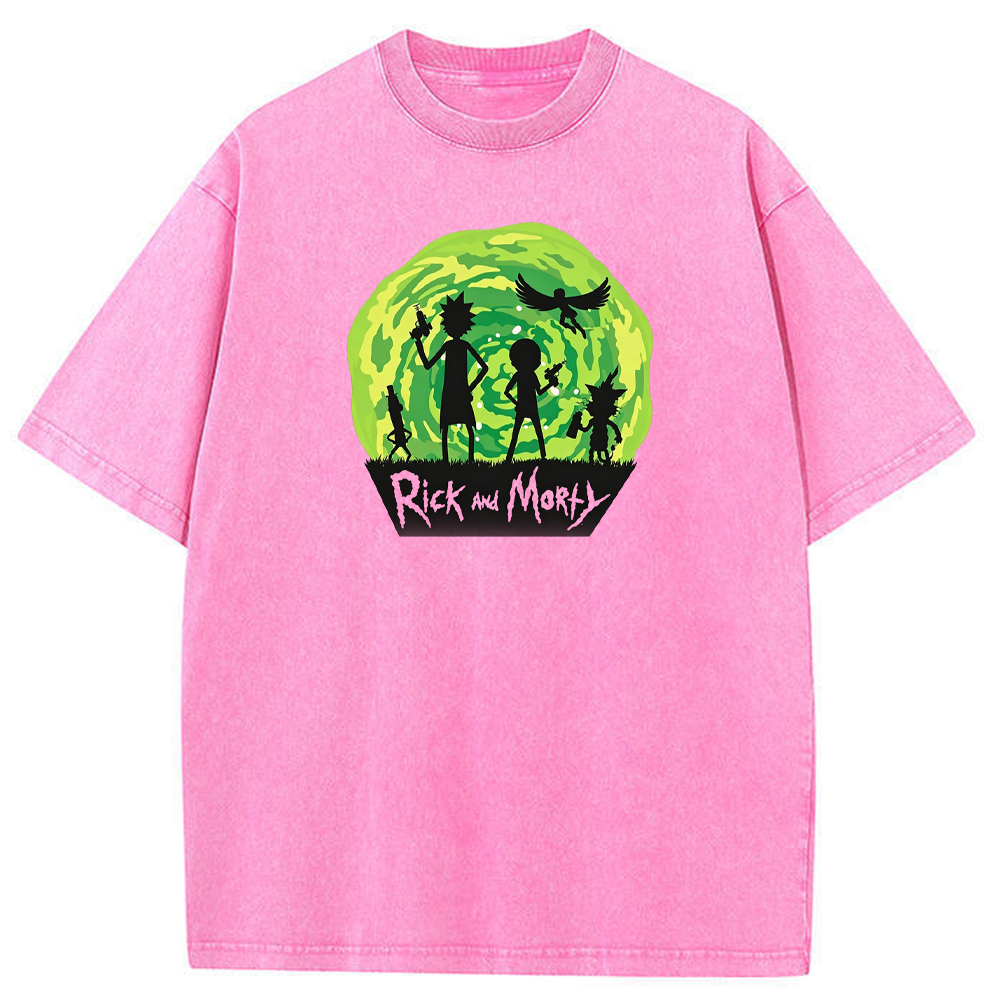 Portal Sci‑Fi Rick and Morty Portal Silhouette Group Cartoon Tee
