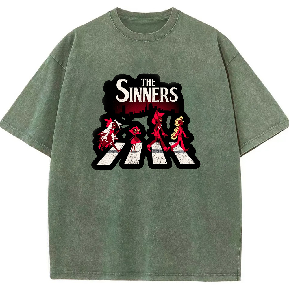 Hell Demon Demon Characters Abbey Road Crosswalk Parody Group Art Cartoon Tee