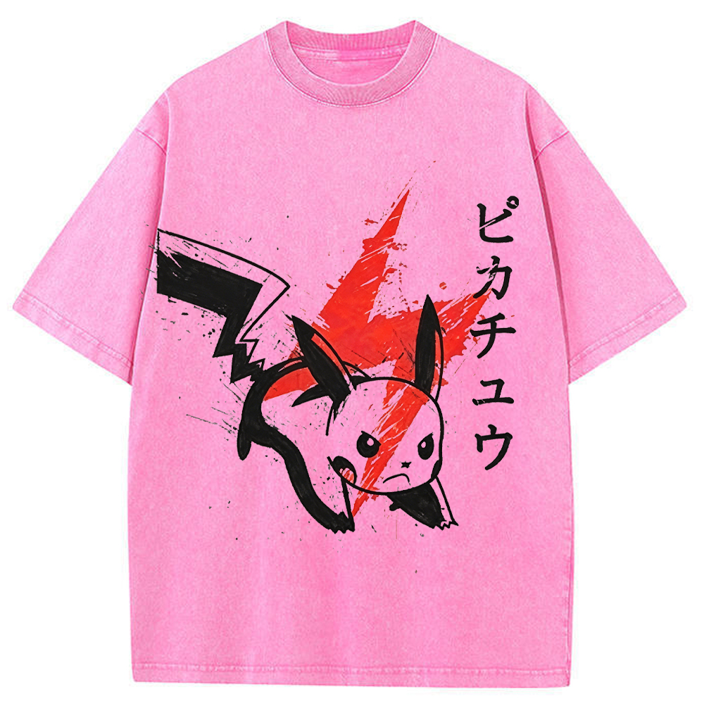 Ink Art Pikachu Splash Graphic Tee | Pokemon Anime