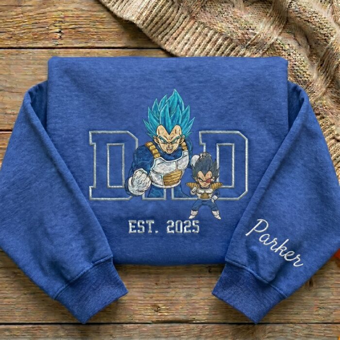 Embroidered Anime Dad Shirt, Personalized Anime Father's Day Gift