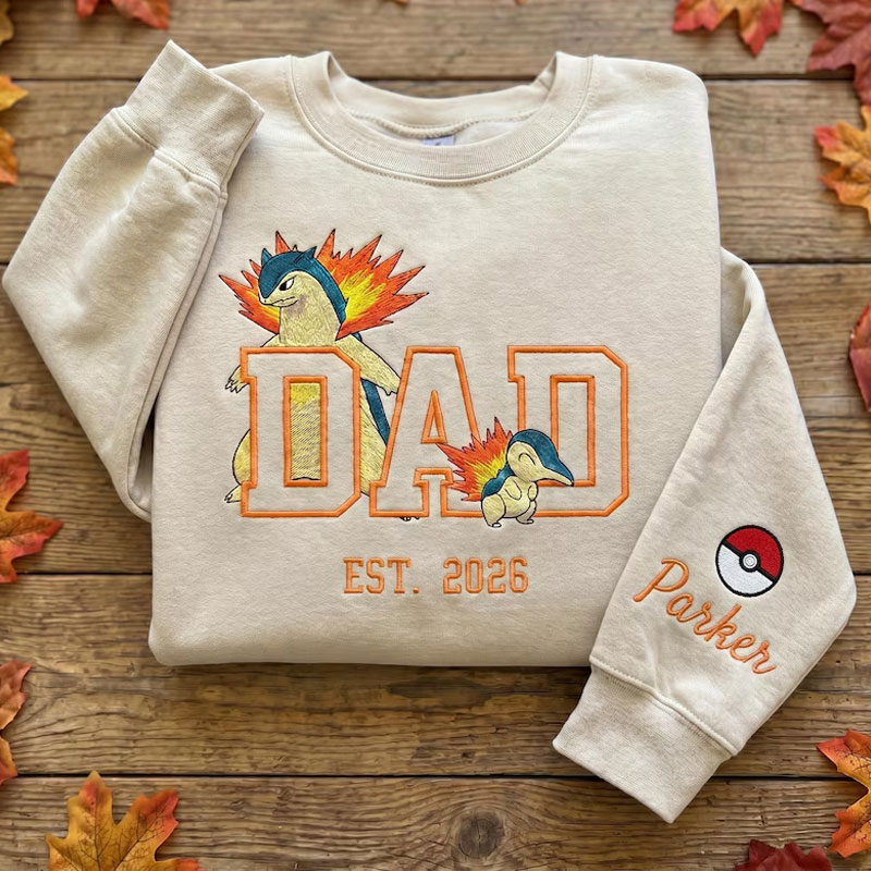 Custom Embroidered Anime Sweatshirt, Personalized PokaDad Character Hoodie