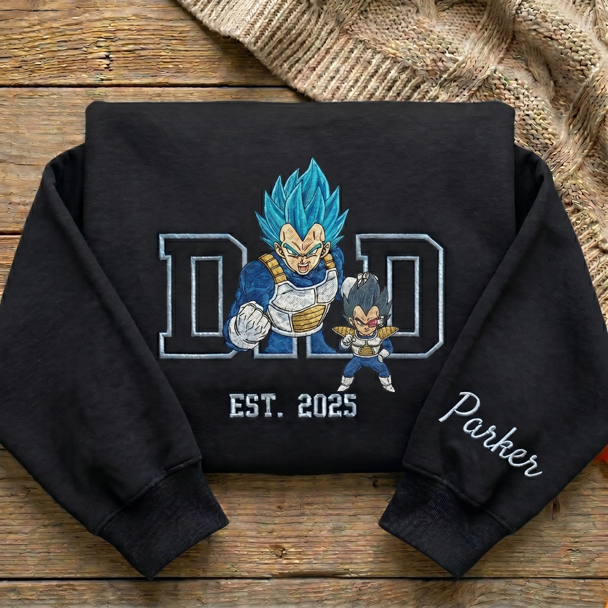 Embroidered Anime Dad Shirt, Personalized Anime Father's Day Gift