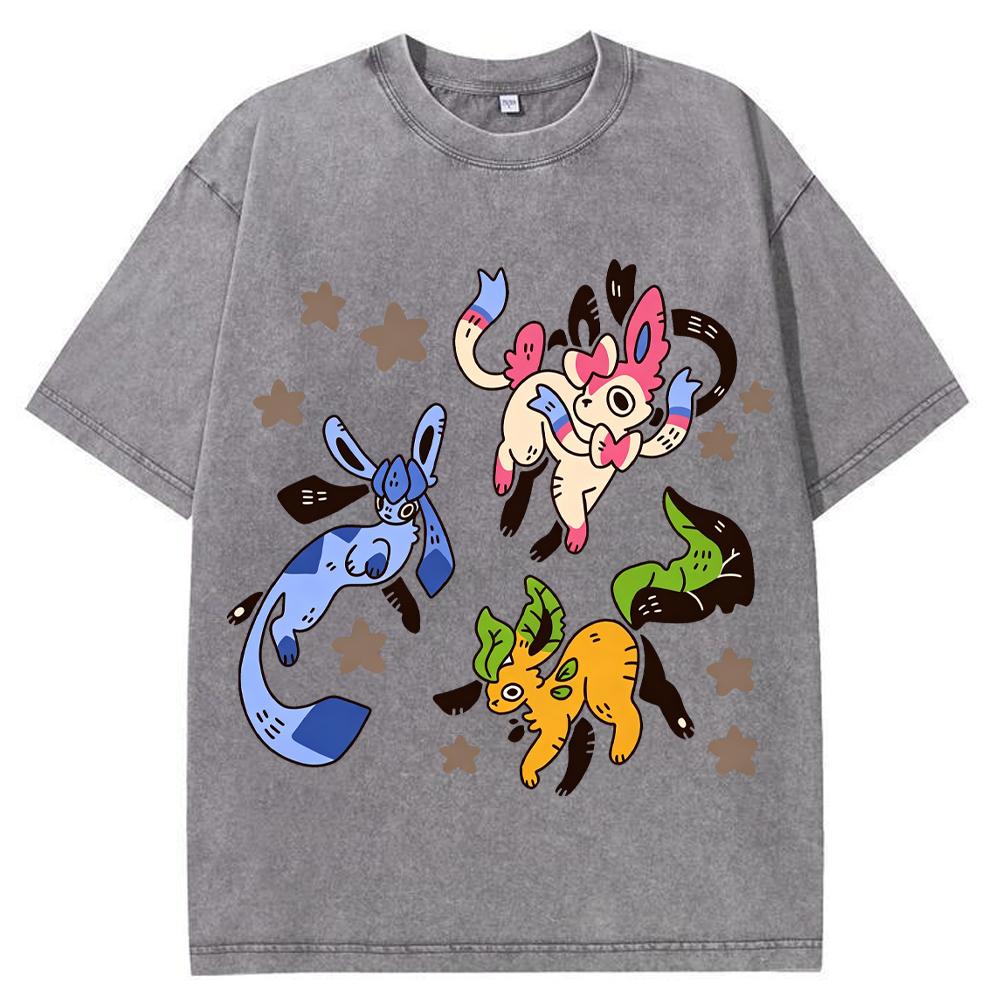 Leafeon Glaceon Sylveon Group Cartoon Tee | Pokemon Anime