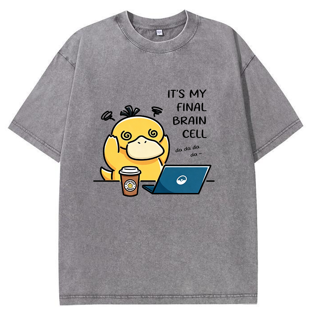 Vintage Washed Psyduck T-Shirt, Funny Work Meme Pokemon Tee