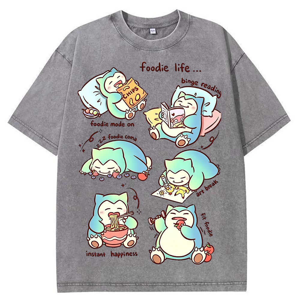 Vintage Washed Snorlax Foodie Life Graphic Tee