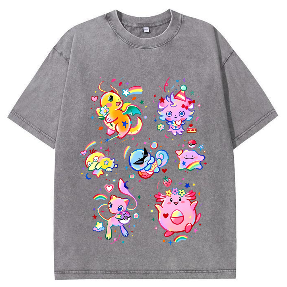 Rainbow Candy Kawaii Pokemon Mix Cartoon Tee | Pokemon Anime