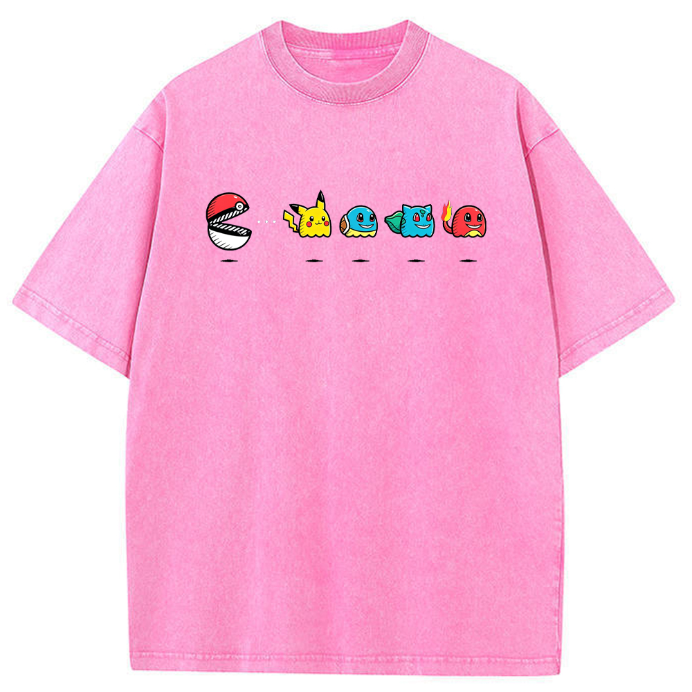 Pokeball & Starter Pokemon Marching Squad Cartoon Tee | Pokemon Anime