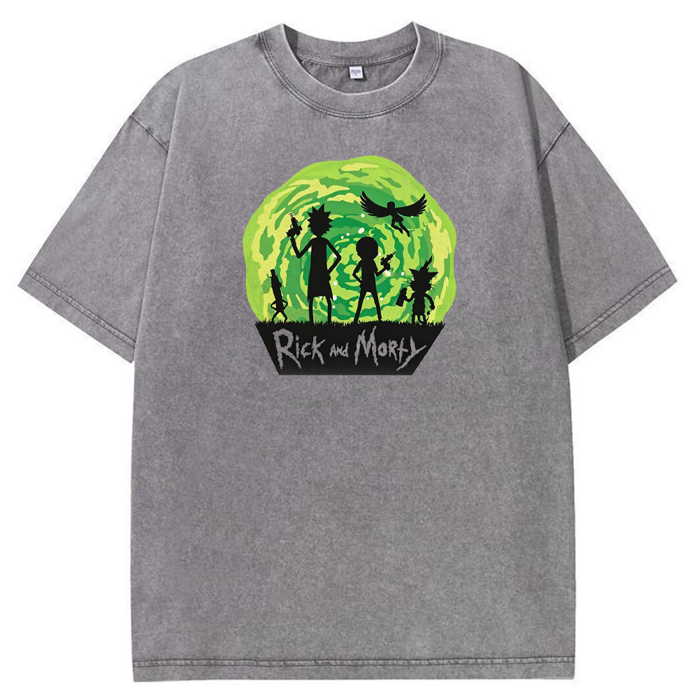 Portal Sci‑Fi Rick and Morty Portal Silhouette Group Cartoon Tee