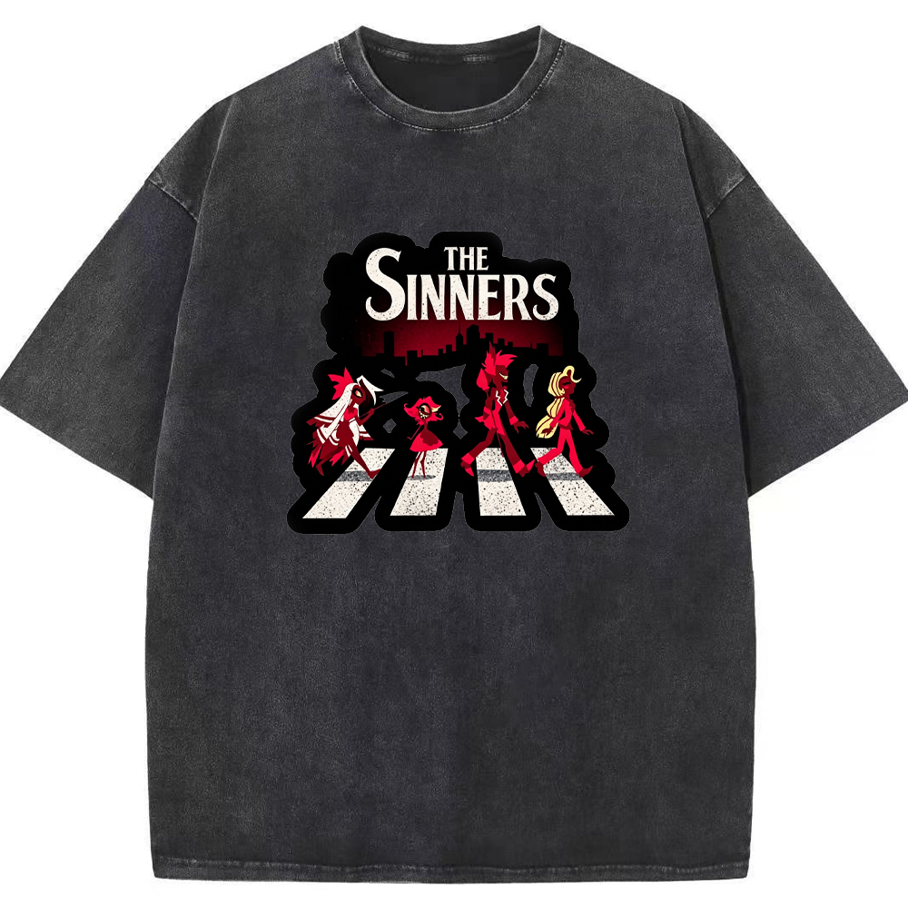 Hell Demon Demon Characters Abbey Road Crosswalk Parody Group Art Cartoon Tee