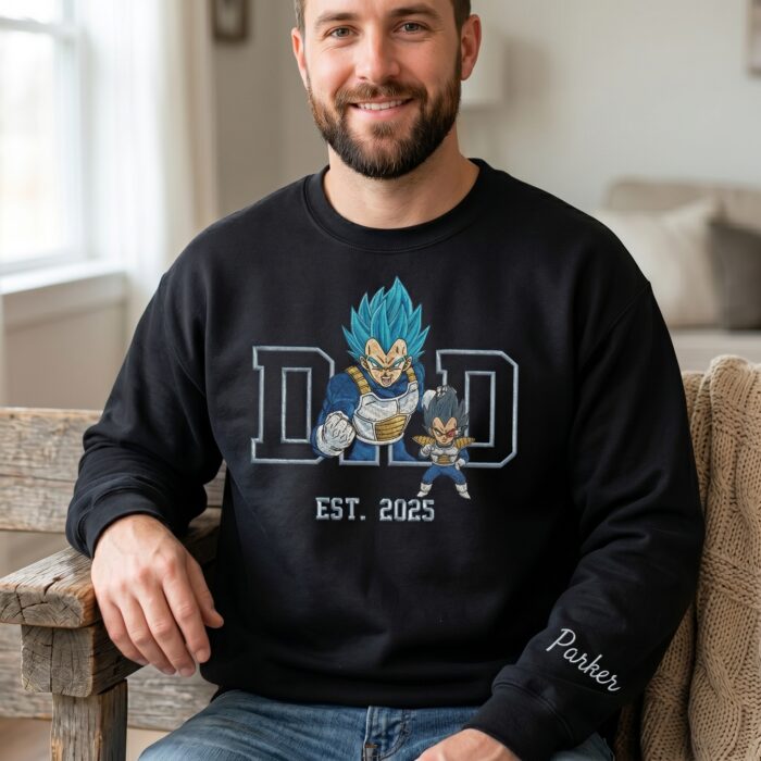 Embroidered Anime Dad Shirt, Personalized Anime Father's Day Gift
