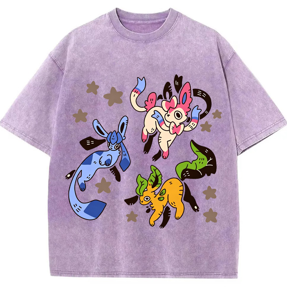 Leafeon Glaceon Sylveon Group Cartoon Tee | Pokemon Anime