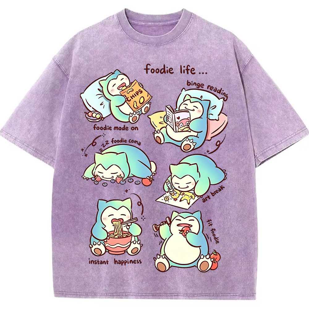 Vintage Washed Snorlax Foodie Life Graphic Tee