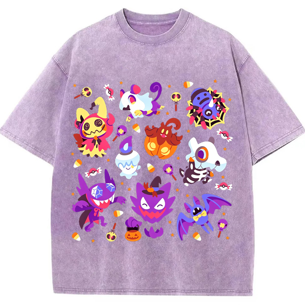 Colorful Candy Halloween Ghost Type Halloween Mix Cartoon Tee | Pokemon Anime
