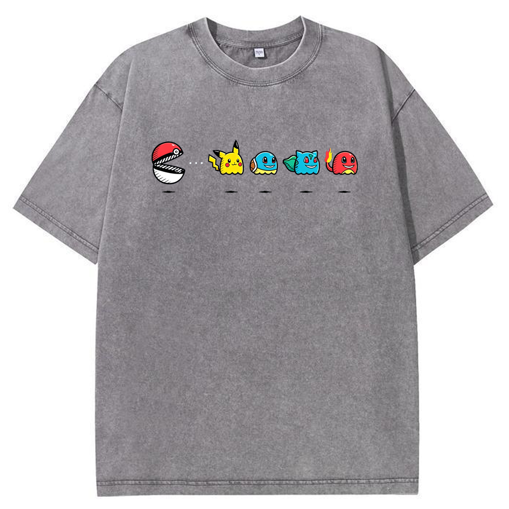 Pokeball & Starter Pokemon Marching Squad Cartoon Tee | Pokemon Anime