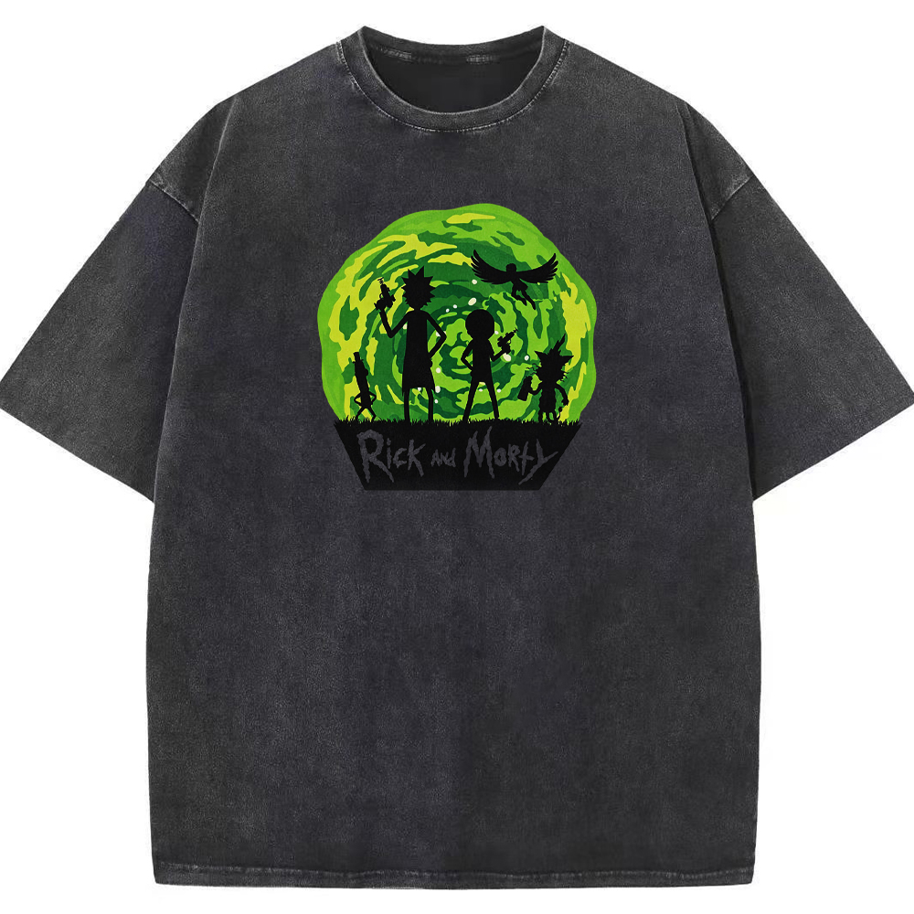 Portal Sci‑Fi Rick and Morty Portal Silhouette Group Cartoon Tee